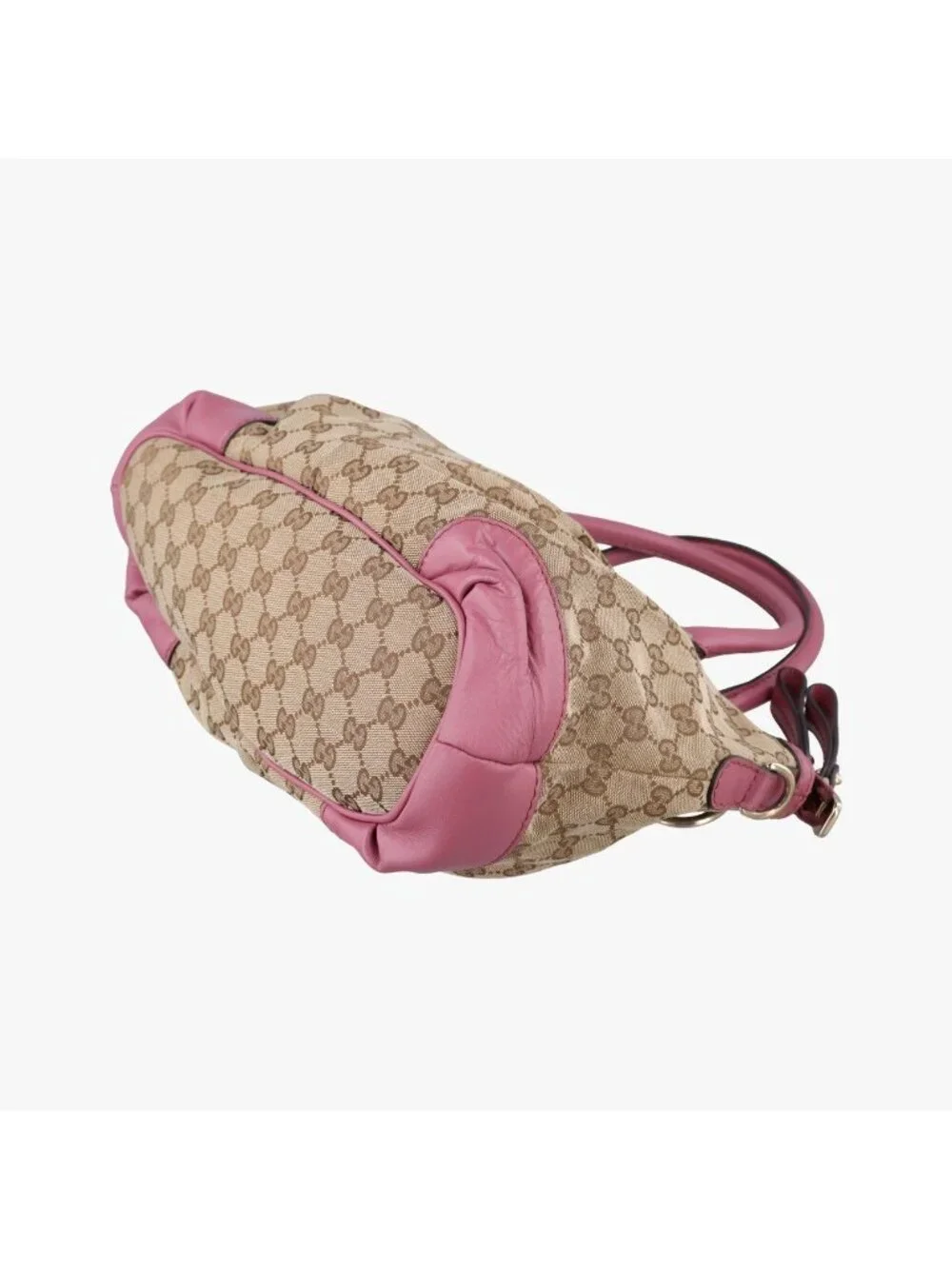 Gucci Sukey Beige Pink Canvas Leather Shoulder Bag